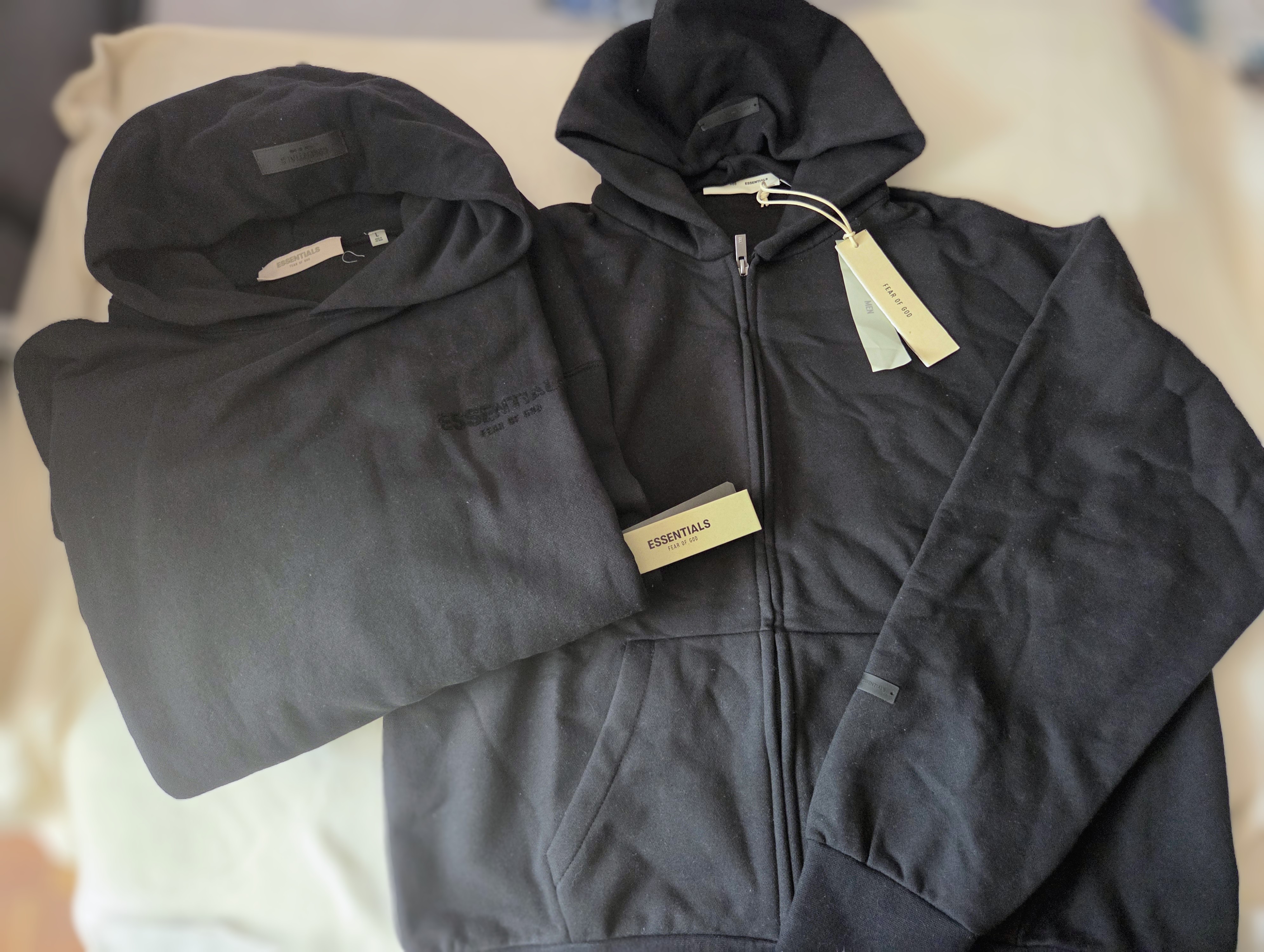 🖤 FEAR OF GOD ESSENTIALS – ČERNÉ MIKINY, Vel. M a L – fotografie 3