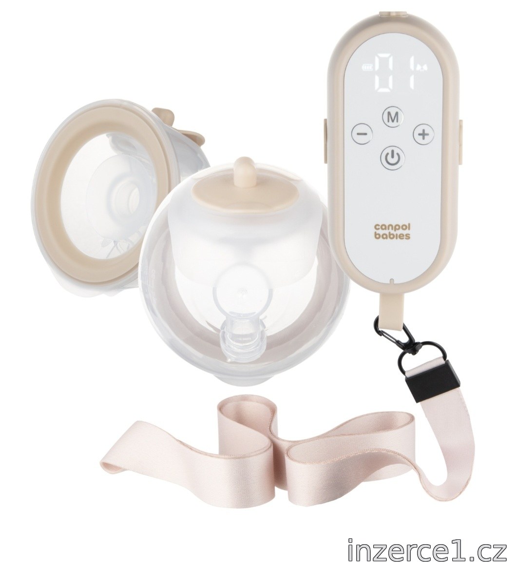 Canpol babies Dvojitá elektrická hands-free odsávačka mateřského mléka do podprsenky MilkShell – fotografie 3