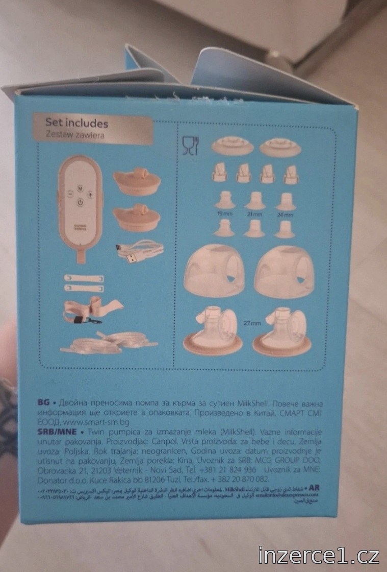 Canpol babies Dvojitá elektrická hands-free odsávačka mateřského mléka do podprsenky MilkShell – fotografie 2